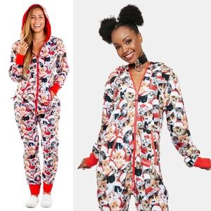 Tipsy Elves Cat Jumpsuit Onesie Meowy Catmus Hooded Jumpsuit